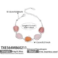 Edelstahl Armband mit rosa und orangefarbenen Katzenaugensteinen in Tropfenform - Armband / Stahl-Gemischtes Rosa