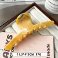 Grande pince à cheveux effet marbre ambré pour cheveux épais, longueur 11,5 cm - Jaune Tie-dye