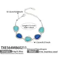 Silbernes Edelstahlarmband mit blauen Tropfensteinen, wasserdicht und allergiefrei - Armband / Stahl-Gemischtes Blau