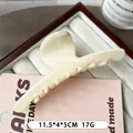 Grande pince à cheveux en acétate marbré crème pour cheveux épais, 11,5 cm - Blanc Cassé