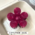 Grande molletta per capelli a fiore rosso rosa scuro effetto marmo per donna elegante - Fiore
