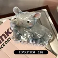 Pince à cheveux hippopotame mignon en acétate gris avec finition nacrée élégante - Veau (FJ-3166)