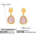 Ohrringe mit rosa Katzenaugenstein in Tropfenform aus goldenem 316L Edelstahl - Ohrringe / Gold-Rosa