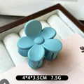 Matte light blue five-petal flower hair claw clip for women's daily hair styling - Lake Blue