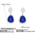 Dunkelblaue Tropfenohrringe aus 316L Edelstahl mit minimalistischen Silberrahmen - Ohrringe / Silber-Königsblau
