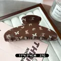 Brown acetate butterfly hair claw clip with floral patterns in 11x4.5x4cm size - Coffee Butterfly Shark Clip