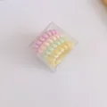 Pack de 4 gomas de pelo en espiral mate en colores pastel con caja transparente - Estilo Colores de Primavera / Envase tipo caja