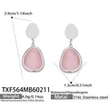 Tropfenohrringe aus 316L Edelstahl mit rosa Katzenaugenstein in Silber-Finish - Ohrringe / Stahl-Rosa
