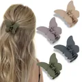 Matte Schmetterlings-Haarklammern in vier Morandi-Farben für Damen und Mädchen - Grün Lila Blau Khaki Kombi