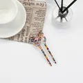 Elegant tortoiseshell acetate butterfly hair fork with colorful marble texture finish - Rainbow Purple