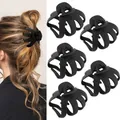 Set of 5 matte black octopus hair claws for thick hair styling in a pack of five pieces - Pure Black Matte Hair Claws