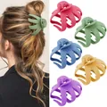 Set of 5 large matte shark hair claws in assorted vibrant colors for thick hair - Macaron Tone Matte Hair Claws
