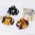 Set of four matte shark hair claws in black, transparent, and tortoiseshell patterns - Glossy Mixed Color Hair Claws