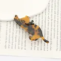 Pince à cheveux chat écaille de tortue en résine ambrée avec détails dorés et métal - Ambre