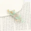 Barrette chat en acétate vert menthe marbré avec détails dorés élégants - Vert