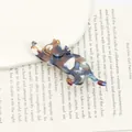 Pince à cheveux chat en acétate avec motif écaille de tortue et détails dorés fins - Bleu Marine