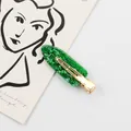 Groene glitter haarklem met doorschijnende acryl afwerking en gouden clip - Groen