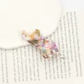 Barrette chat en acétate marbré coloré avec motifs vifs et détails dorés élégants - Floral Violet