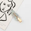 Minimalistische haarspeld van hars met zilveren glitters en gouden metalen basis - Transparant