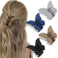 Matte Schmetterling-Haarklammern in fünf Erdfarben für elegante Damenfrisuren - Braun Navy Grau Khaki Schwarz Kombi
