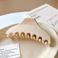 Matte beige haarklem in melkthee kleur, groot geometrisch ontwerp voor dik haar kapsels - Ovale Stijl (3#) / Lichtkoffie