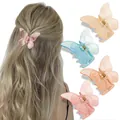 Matte Schmetterling-Haarklammern in Pink, Blau, Orange und Gelb für Damenfrisuren - Rosa Hellblau Orange Gelb Kombi