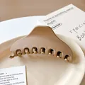 Grote haarklem in mat donkerbeige met een minimalistisch geometrisch ontwerp - Ovale Stijl (4#) / Donker Koffie