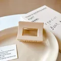 Matte beige rectangular hollow hair claw clip for women in a minimalist style - Square Style (15#) / Light Coffee