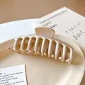 Matte cream large shark hair claw clip in a minimalist geometric style for thick hair - Skeleton Style (9#) / Light Coffee
