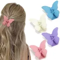 Elegante matte Schmetterling-Haarklammern in Pastellrosa Blau Creme und Lila Farben - Rosa Blau Weiß Lila Kombi