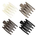 Lot de 4 pinces à cheveux mates à 5 dents en crème, taupe, marron et noir pour femmes - Lot de 4 / Beige, Brun clair, Brun foncé, Noir