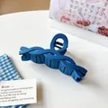 Klein blue matte hair claw clip with twisted wave design for thick hair styling - 6# Dark Blue Twisted Doughnut