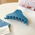Elegant Klein blue matte hair claw clip in geometric twist design for women - Light Blue Oval