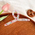 Pinza per capelli bianca traslucida opaca con motivi a ciliegia rossa e testo francese - Nastro