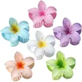 Lot de six pinces à cheveux fleur de frangipanier translucides aux couleurs tropicales - Ensemble de Couleurs Dégradé Translucide (Lot Deux)