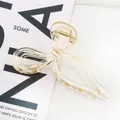 Transparente 13 cm Schleifen-Haarklammer mit goldener Metallfeder für Styling - Transparent Beige