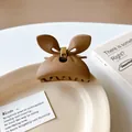 Coffee brown matte hair claw clip with bow shape and gold metal hinge on a plate - Butterfly Style (8#) / Dark Coffee
