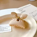 Matte apricot pink geometric hair claw clip with elegant butterfly bow design - Butterfly Style (7#) / Light Coffee