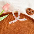 Pinza per capelli crema opaca con stampa di ciliegie rosse e molla dorata - Forma a Nastro Piccolo