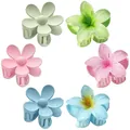 Lot de 6 pinces à cheveux fleurs de frangipanier colorées mates et translucides - Ensemble Mixte Givré et Translucide (Lot Neuf)