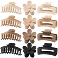 12-piece large matte hair claw clip set in neutral earth tones for thick hair styling - Set 2