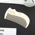 Chic vintage cat ear hair comb in cream white marble acetate with gold facial engraving - Gem White