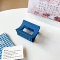 Klein blue rectangular hollow hair claw clip with a matte finish for hair styling - Dark Blue Square