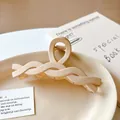 Matte beige milk tea color large hair claw clip with twisted woven design for women - Twist Style (19#) / Light Coffee