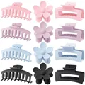 Matte finish large hair claw clip set in pastel colors and classic rectangular shapes - Set 5