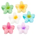 Lot de six pinces à cheveux plumeria colorées en vert, jaune, blanc, bleu, rose et violet - Seul Frangipanier Macaron (Lot Dix-Sept)