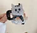 Lustige Haarklammer aus grauem Acetat mit Marmormuster im Cartoon-Katzen-Design - 7,1 cm x 4,5 cm / Lustige Katze Schwarz