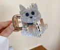 Süße Haarklammer aus grauem Marmor im Katzendesign mit Brille und kleiner Schleife - 7,1 cm x 4,5 cm / Lustige Katze Kaffee