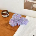 Iridescent light purple leaf-shaped acetate hair claw clip for elegant hairstyles - Purple