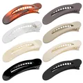 Lot de 8 grandes barrettes banane aux finitions mates et brillantes pour cheveux - Collection de Textures Mixtes